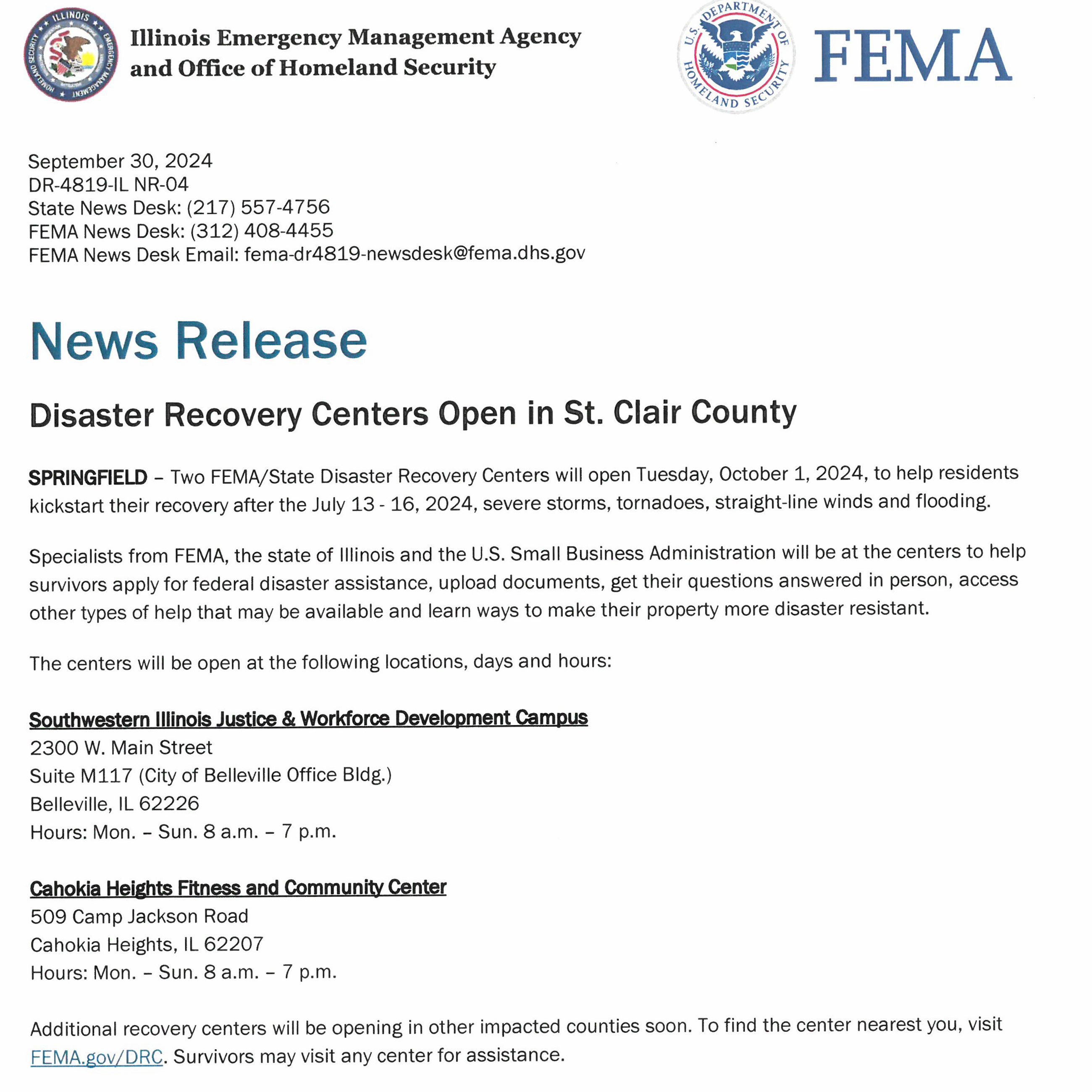 FEMA News Information