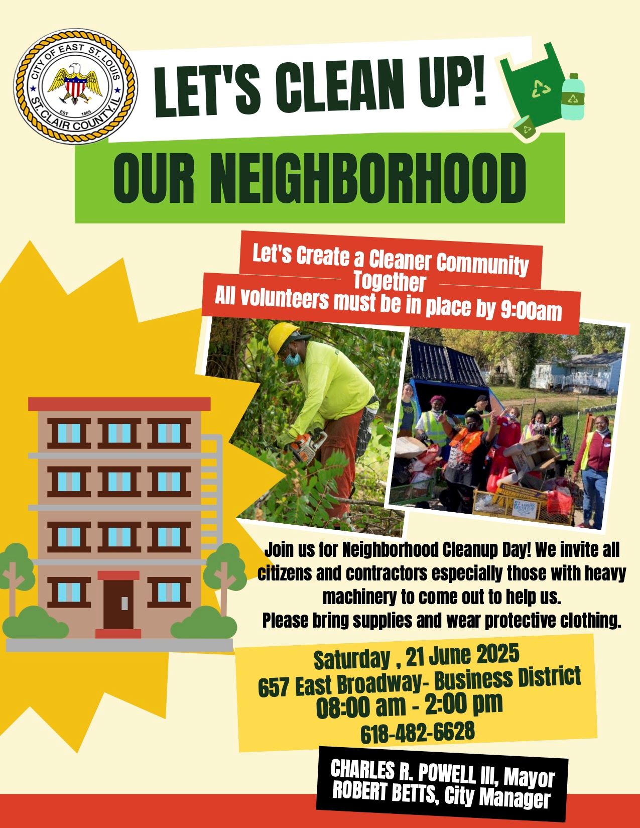 Green Illustrative Neighborhood Clean Up Day Flyer (1)