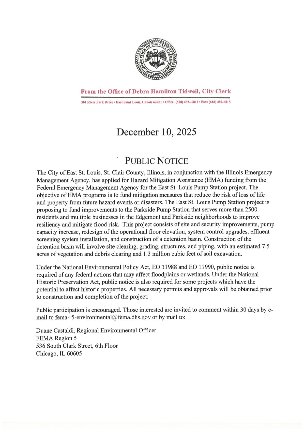 East St. Louis HMA Public Notice Template